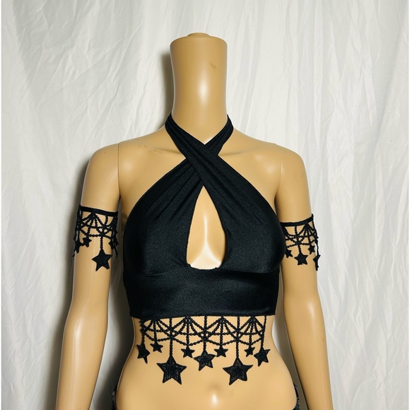 Stars Galaxy Celestial Rave  Festival halter top - Picture 1 of 5